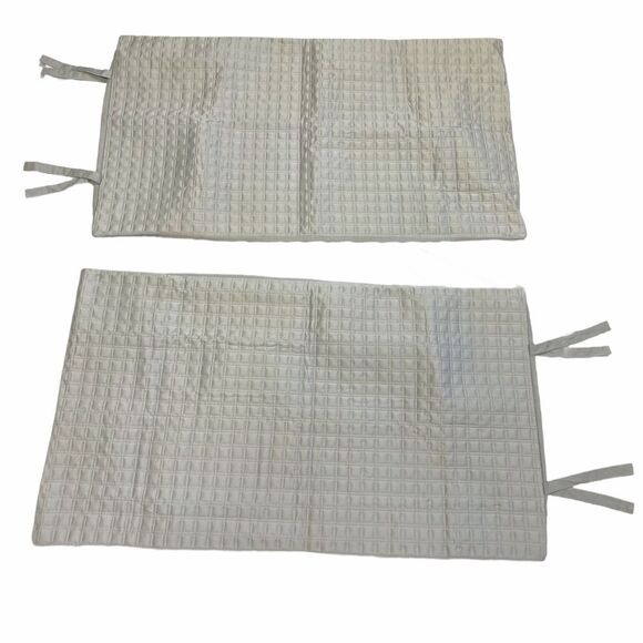 DKNY Satin Gray Window Pane Quilt Double Tie KING Pillow Sham Set - Picture 4 of 14